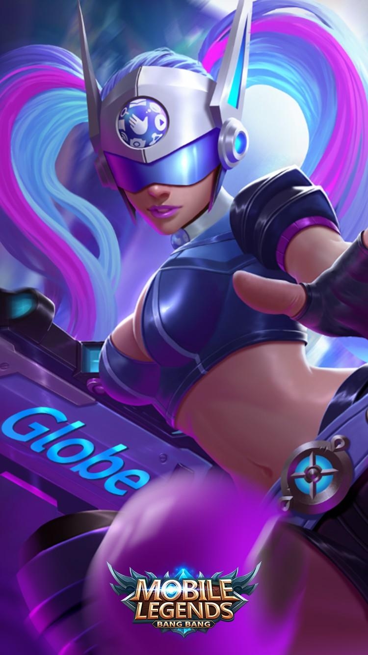 750x1340 ML Wallpaper Blue Spectre Heroes Marksman of Skins Globe LAN, Phone