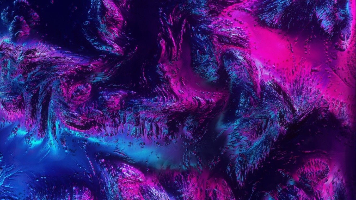 1370x770 Download  Purple Terrain, Top View, Neon Colors Wallpaper, Desktop