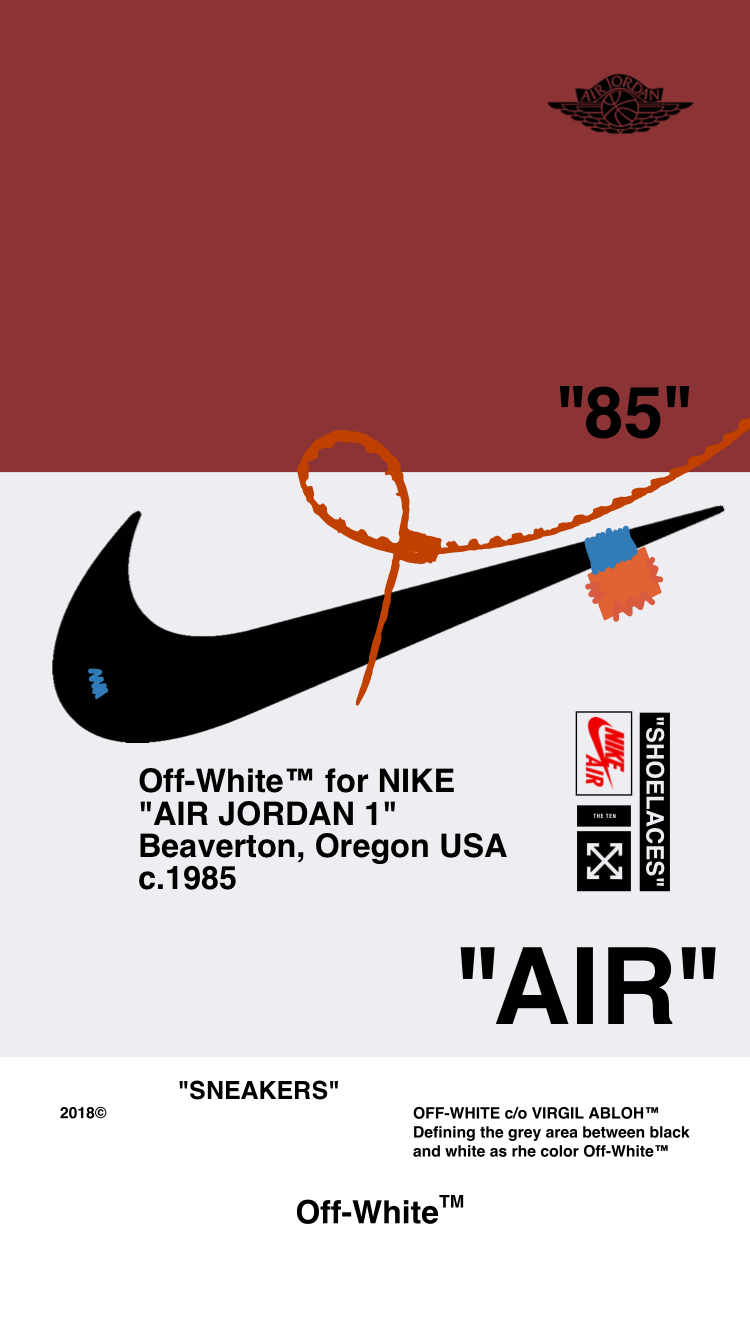 750x1340 Off White™WALLPAPER IPHONE 壁紙 18 5 7 AIR JORDAN 1 OFFWHITE オフ, Phone