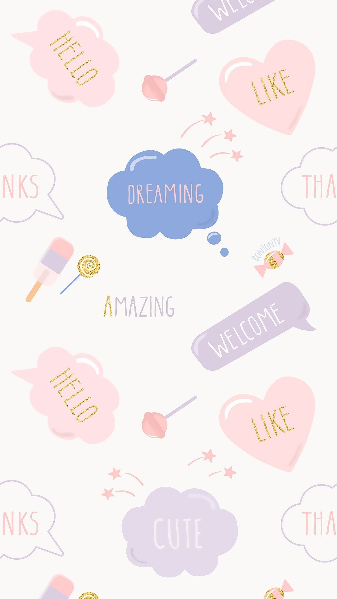 1080x1920 Phone Wallpaper HD Cute Pastel text BonTon TV, Phone