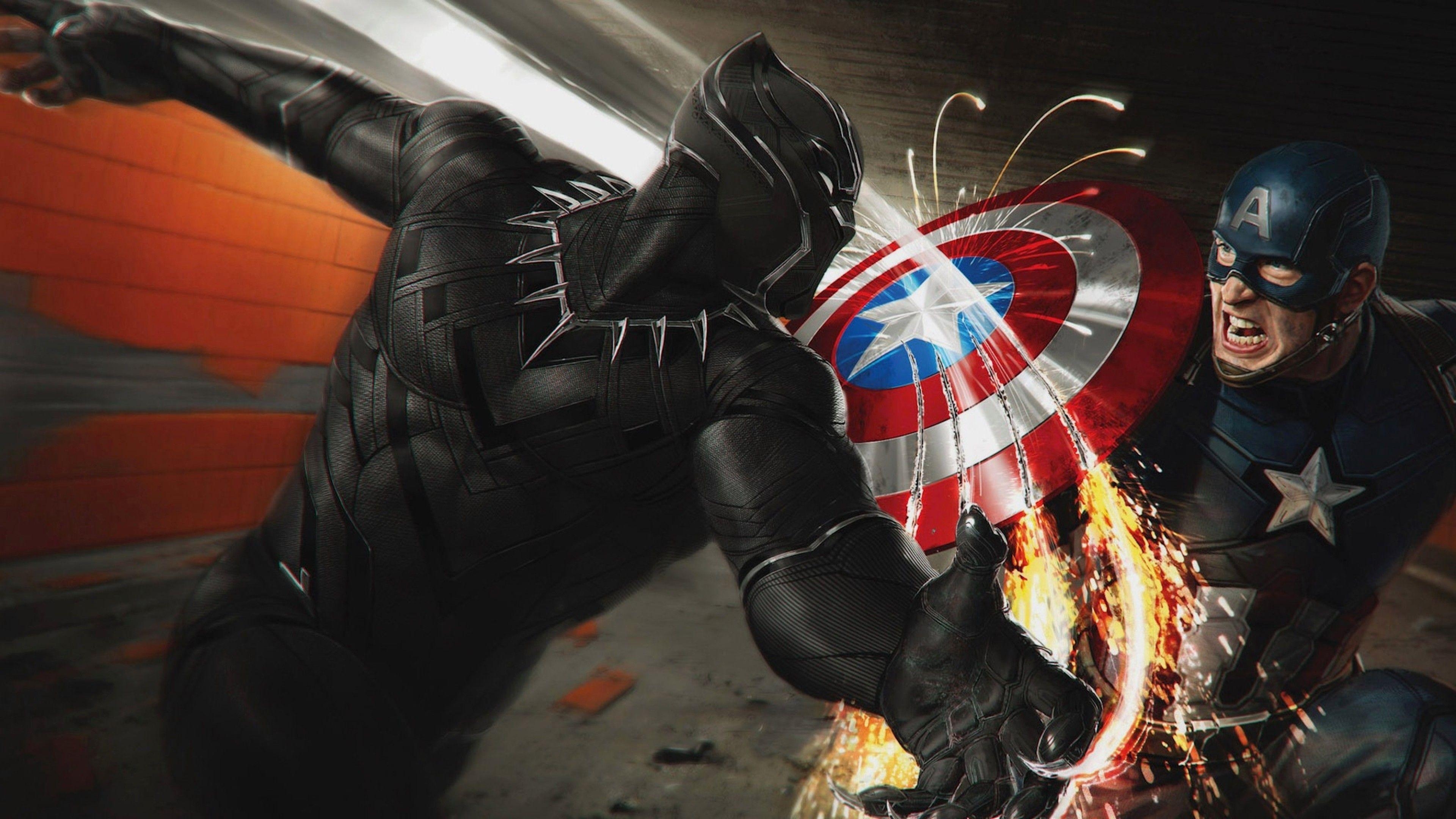 3840x2160 Captain America Vs Black Panther Wallpaper Download in HD 4K, Desktop