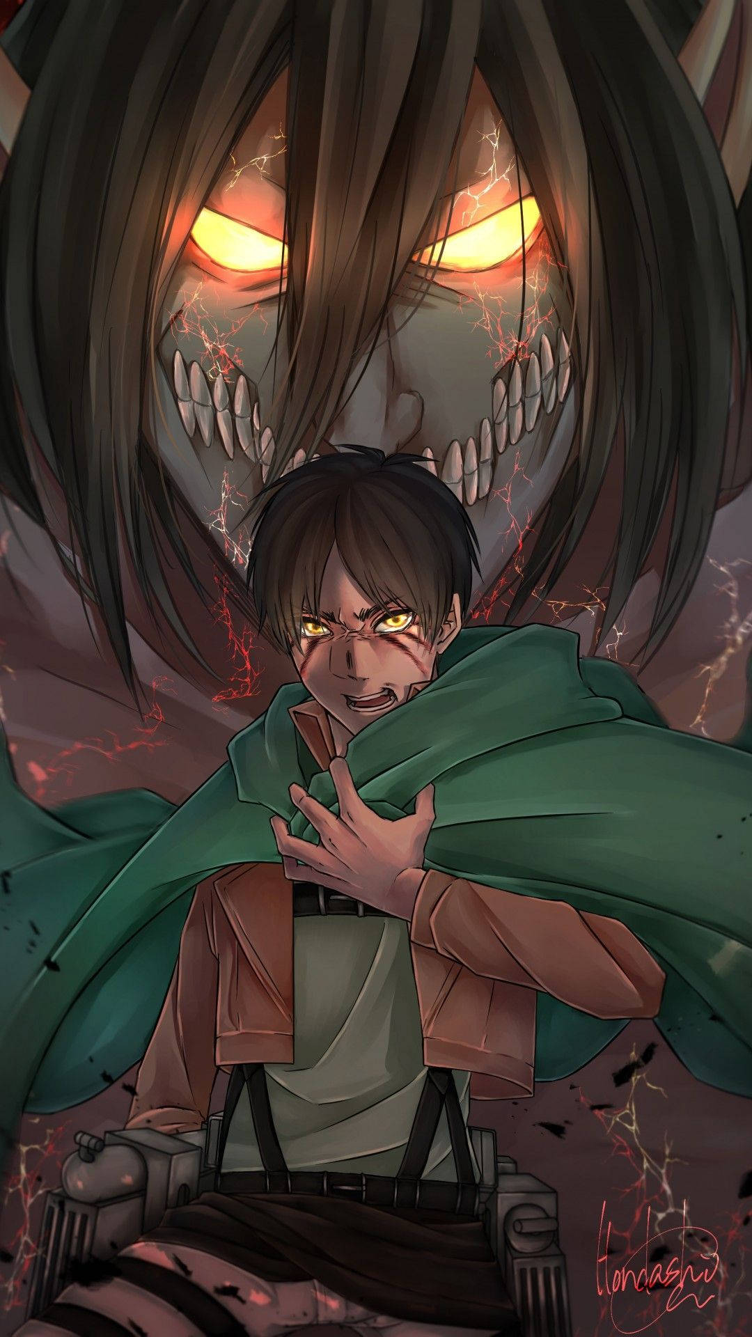 1080x1920 Download Yellow Lit Eyes Attack On Titan iPhone Wallpaper, Phone