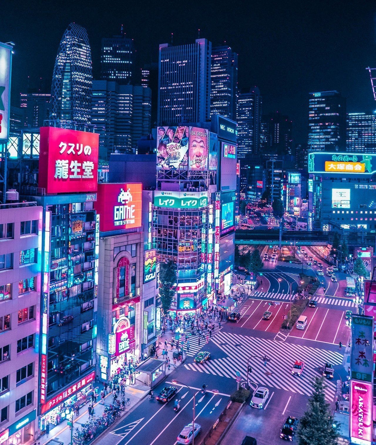 1280x1520 Shinjuku, Japan (from, Cyberpunk, Phone