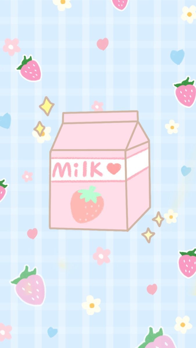 680x1200 Strawberry milk wallpaper. Wallpaper, Cute wallpaper, Aesthetic wallpaper, Phone