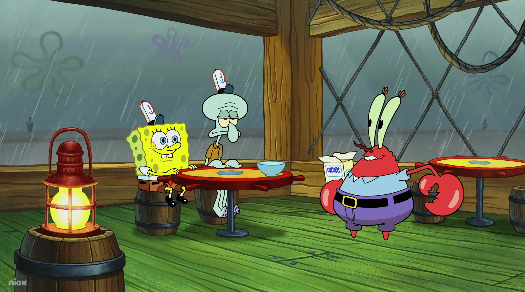 2050x1140 Rainy day at the Krusty Krab, Desktop