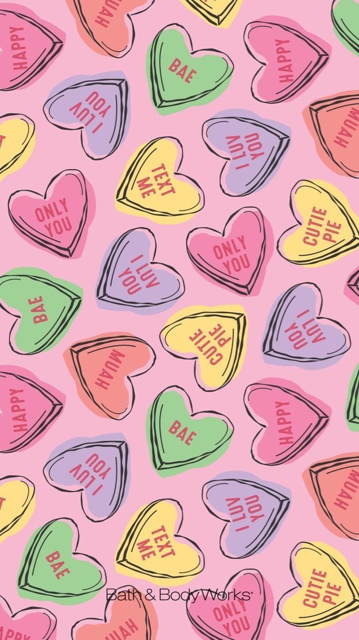 740x1310 Valentine's Day iPhone wallpaper candy hearts. Valentines wallpaper iphone, Valentines wallpaper, Cute patterns wallpaper, Phone