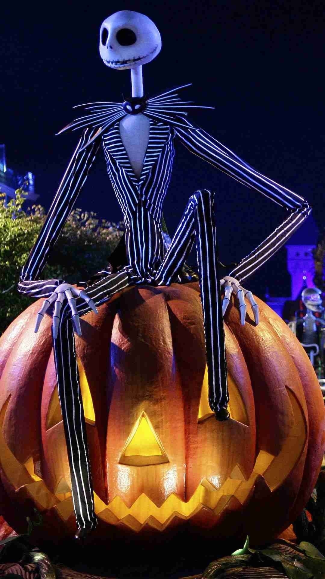 1080x1920 Pumpkin Light Jack Skellington iPhone 6 Plus Wallpaper Skellington Disney World Halloween HD Wallpaper, Phone