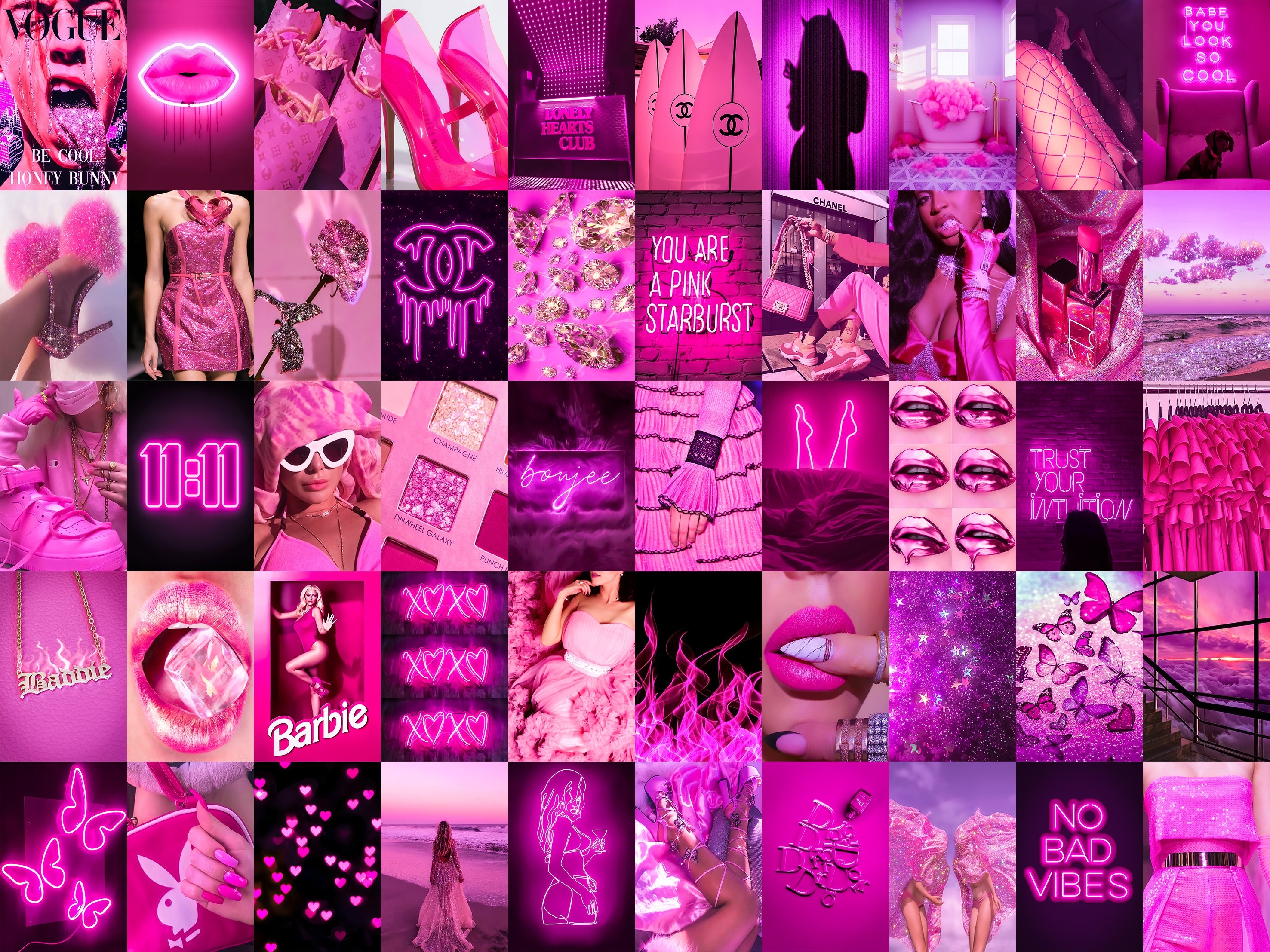 2960x2220 PRINTED Boujee Pink Neon Photo Collage Kit Hot Pink Aesthetic, Desktop