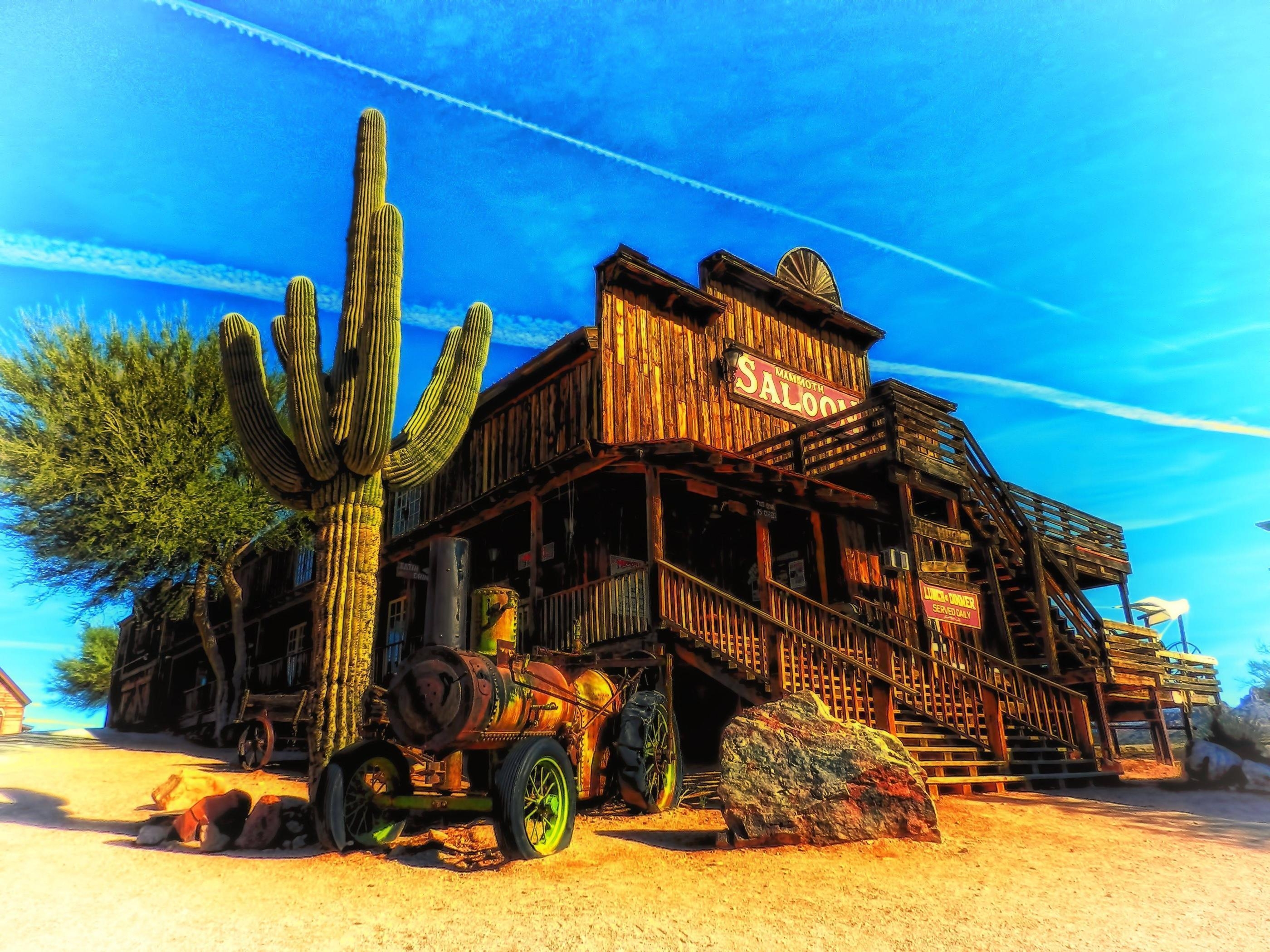 2800x2100 Arizona saloon cactus landscape western hdr f wallpaper, Desktop