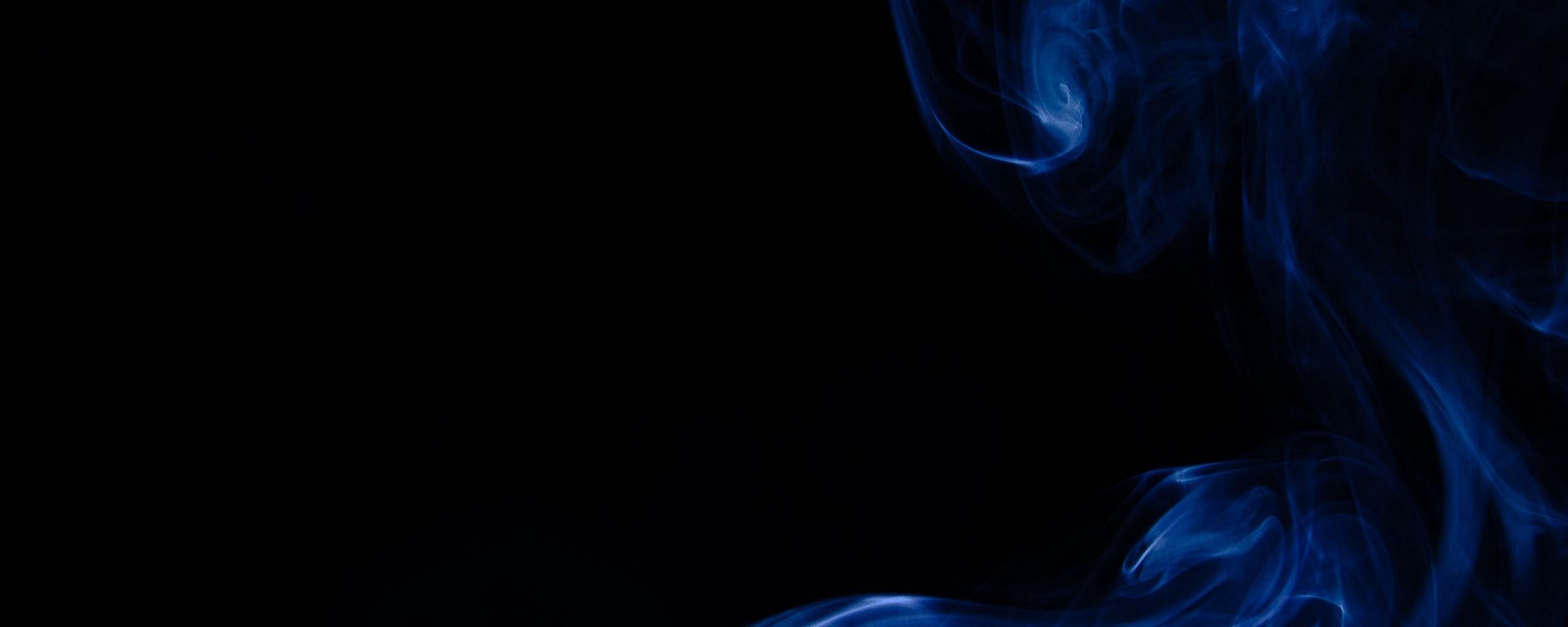 2560x1030 Download wallpaper  smoke, shroud, dark, blue, black ultrawide monitor HD background, Dual Screen