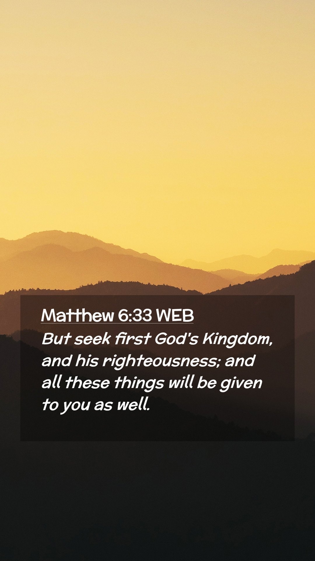 1080x1920 Matthew 6:33 WEB Mobile Phone Wallpaper seek first God's Kingdom, Phone