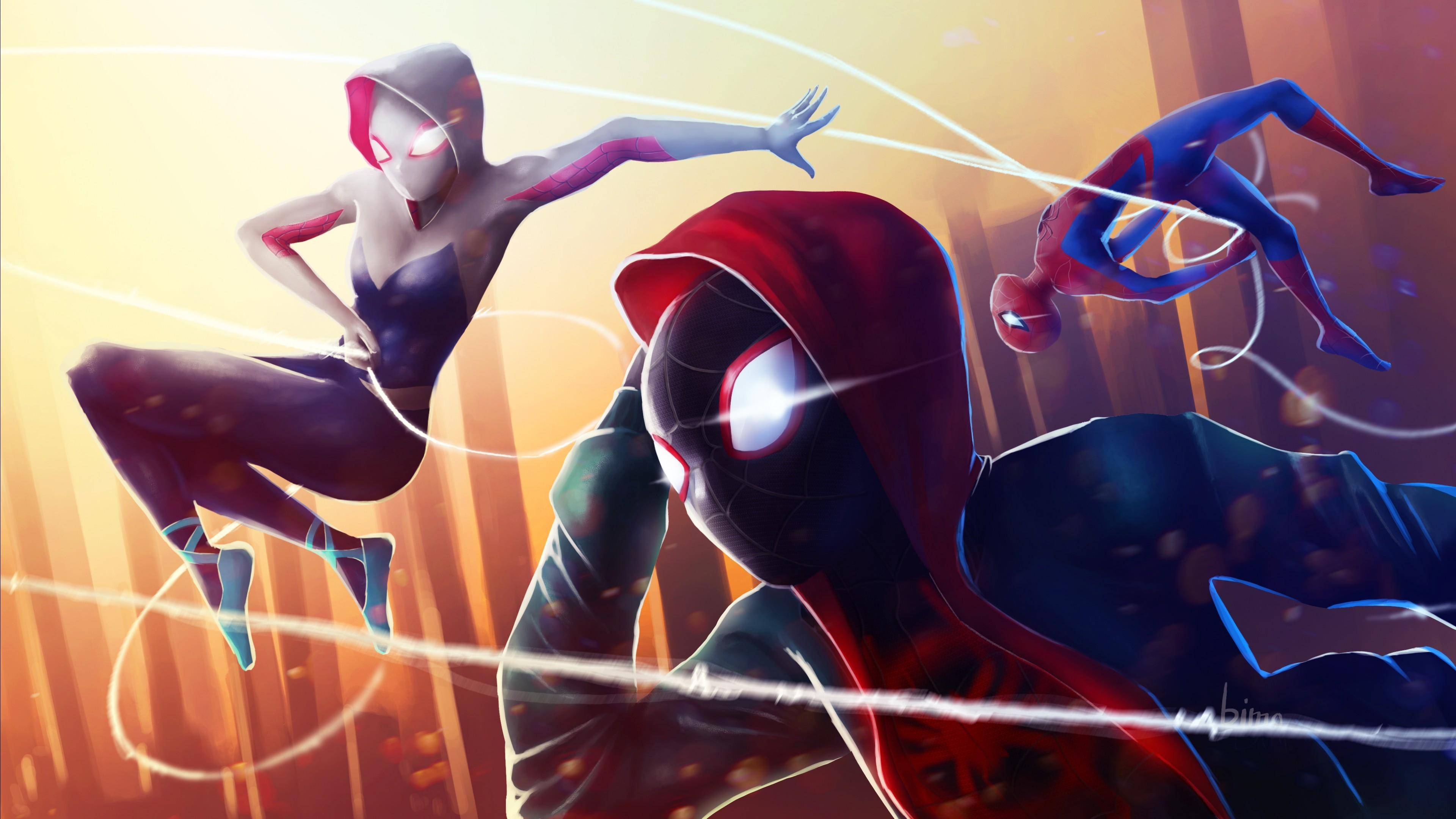 3840x2160 Miles Morales, Spider Gwen, Peter Parker, Spider Man: Into, Desktop