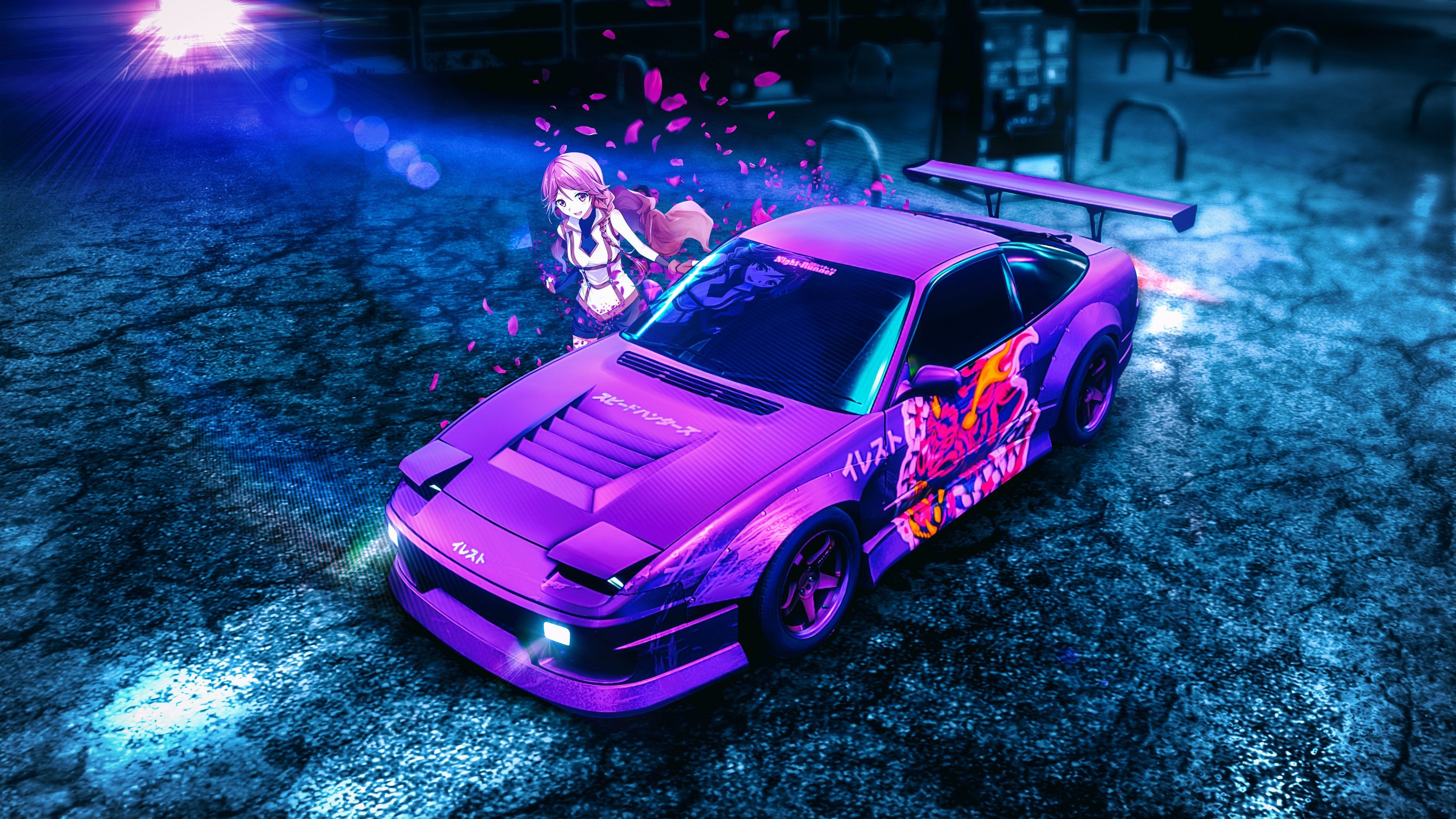 3840x2160 Anime Drifting Girl Nightcore Music 4K, Desktop