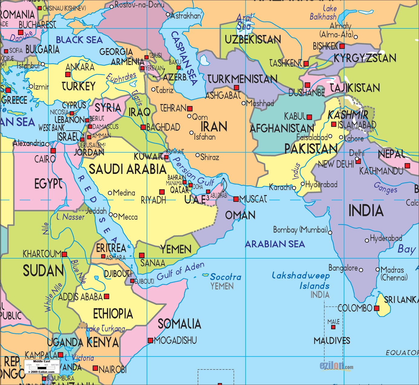 1390x1280 Middle East Map Large Imagefree Largeimages.com, Desktop