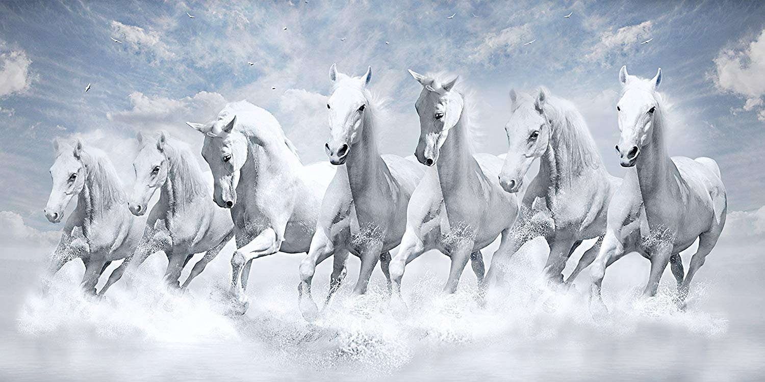 1500x750 Seven Horses Wallpaper, Dual Screen