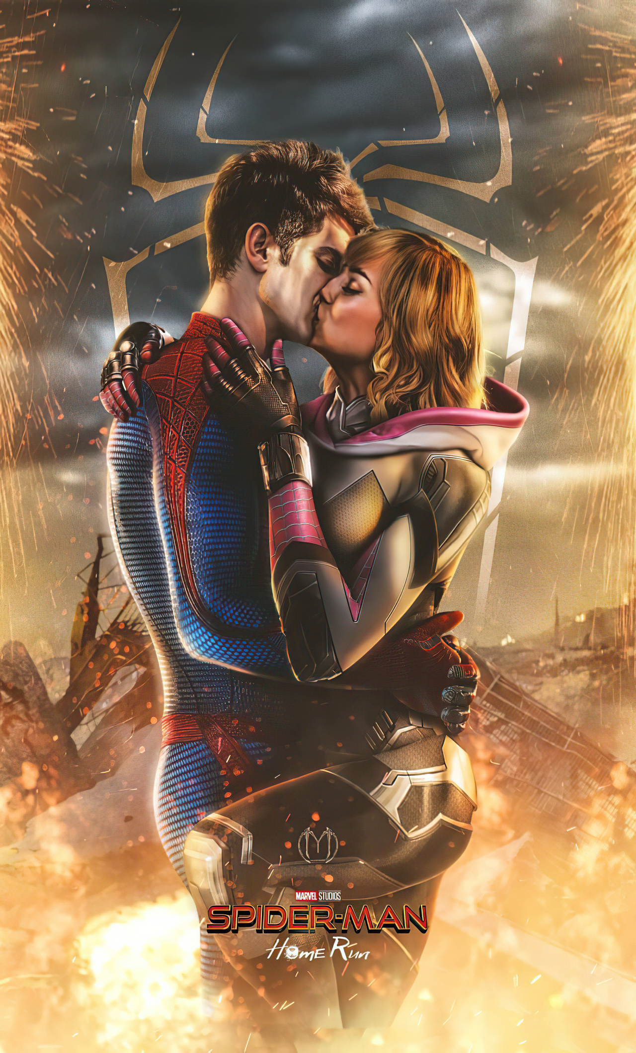 1280x2120 Spiderman And Gwen Stacy Kissing 4k iPhone HD 4k Wallpaper, Image, Background, Photo and Picture, Phone