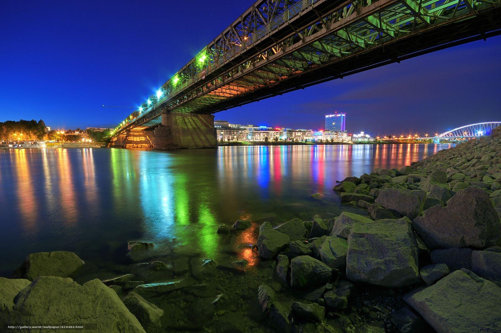 1600x1070 Download wallpaper Bratislava, Apollo Bridge, Slovakia free, Desktop