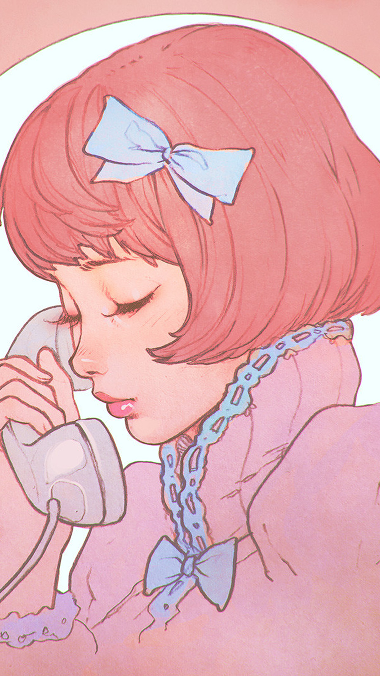 1250x2210 Pink Phone Girl Cute Anime Drawing, Phone