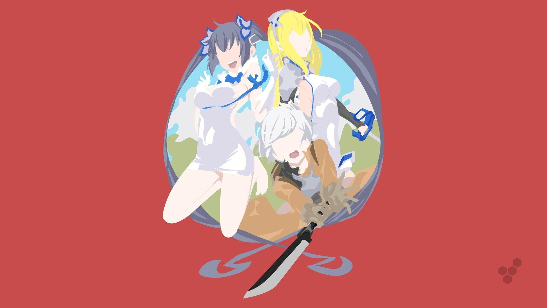 1920x1080 Anime character illustration, anime, minimalism, Dungeon ni Deai wo, Desktop