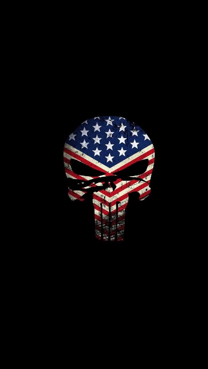 720x1280 Skull Wallpaper American Flag Punisher, Phone