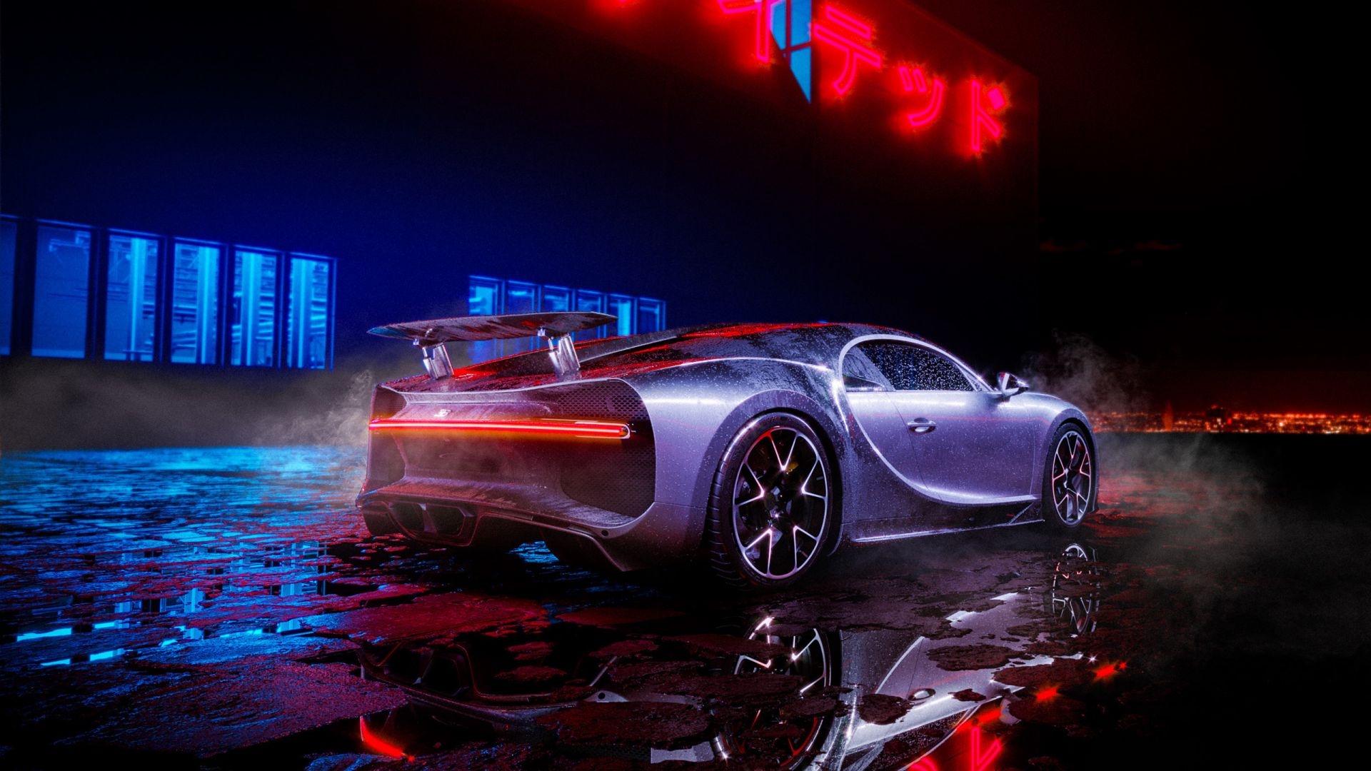 1920x1080 Desktop wallpaper bugatti chiron, neon lights, luxury car, HD image, picture, background, 16c3a0, Desktop