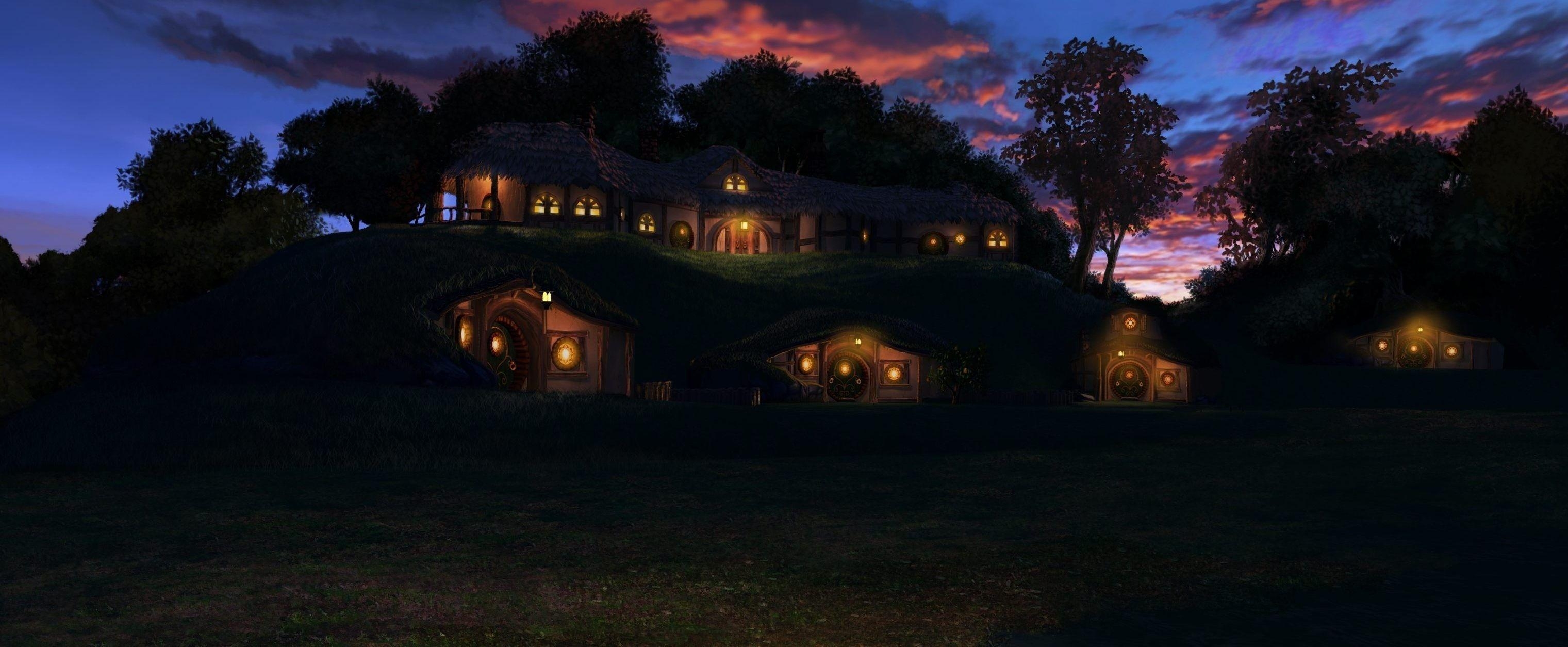 3050x1260 The Hobbit The Shire Wallpaper, Dual Screen