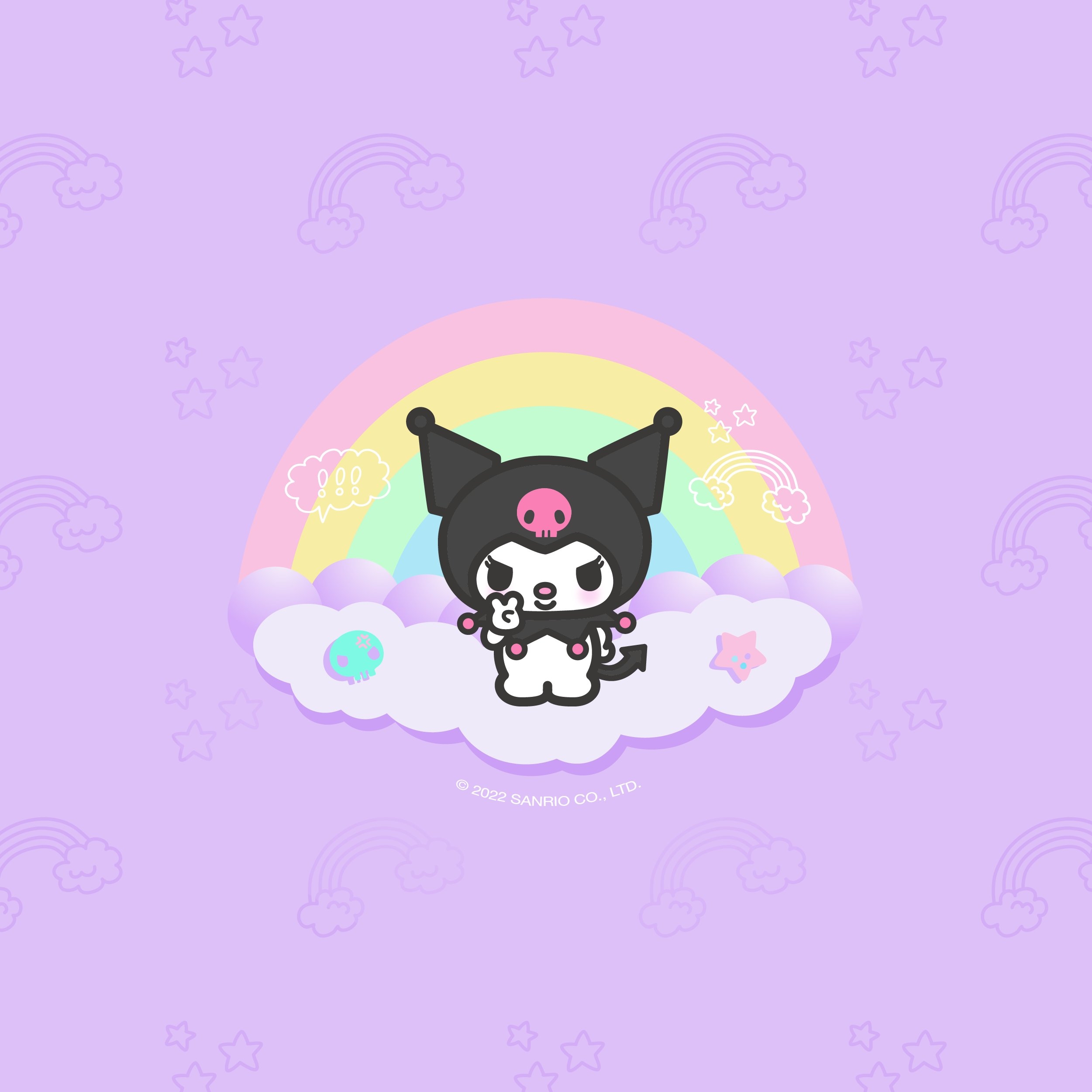 2510x2510 Sanrio #Kuromi on the go with new background for your phone!, Phone