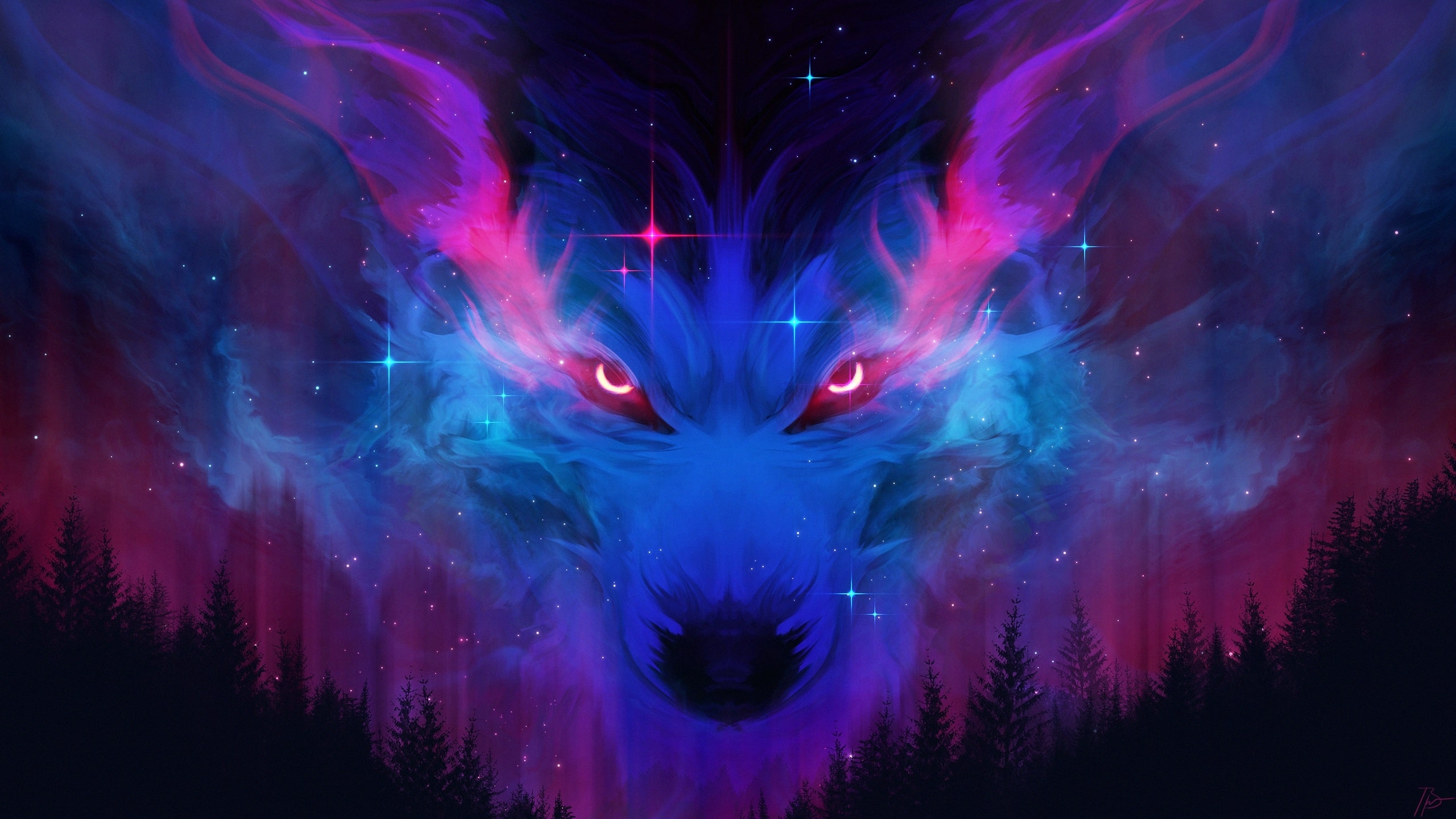 2560x1440 Free download Fantasy Wolf Fantasy Animals Night Stars HD Wallpaper Background [] for your Desktop, Mobile & Tablet. Explore Background Wolf. Wallpaper Wolf, Wolf Wallpaper, Wallpaper Wolf, Desktop