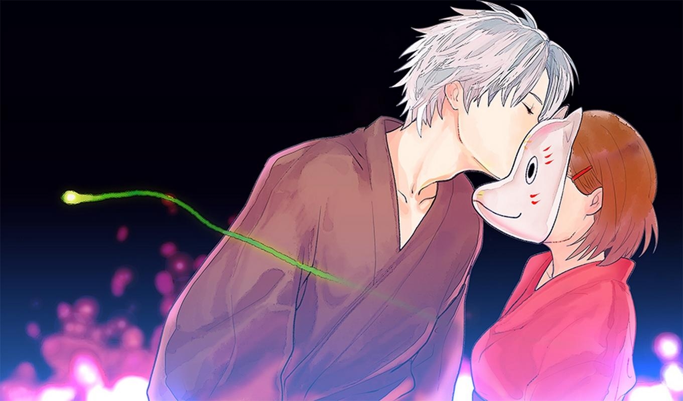 1370x800 Wallpaper, Hotarubi no Mori e, Takegawa Hotaru, Gin, mask, anime, Desktop