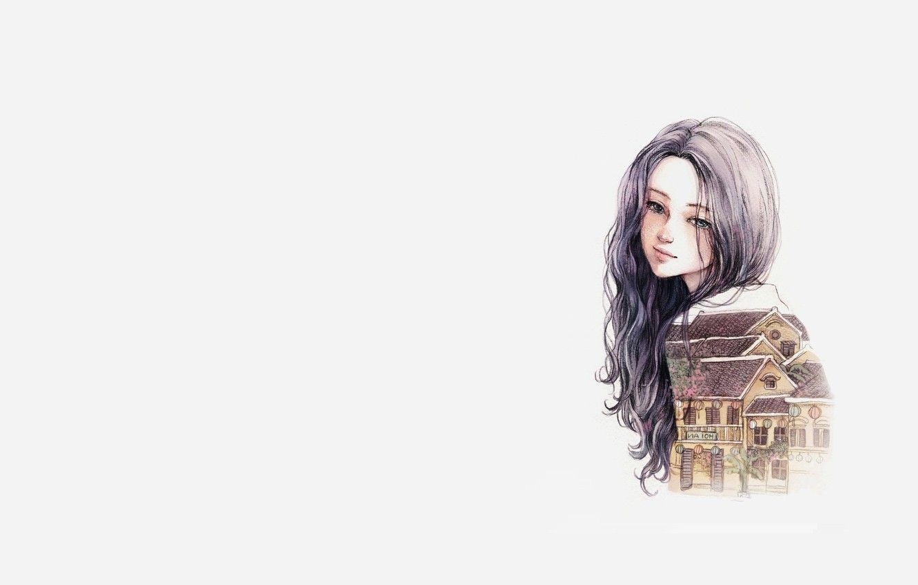 1340x850 Wallpaper sadness, girl, mood, portrait, anime, art image for desktop, section прочее, Desktop