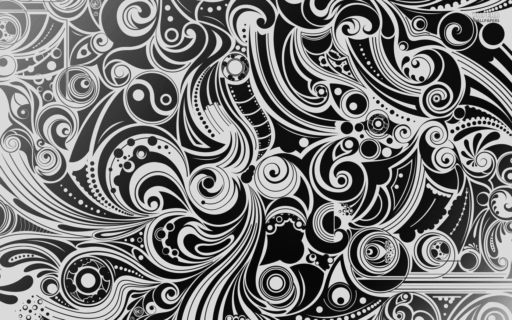 1680x1050 Black and white swirls wallpaper Art wallpaper - #, Desktop