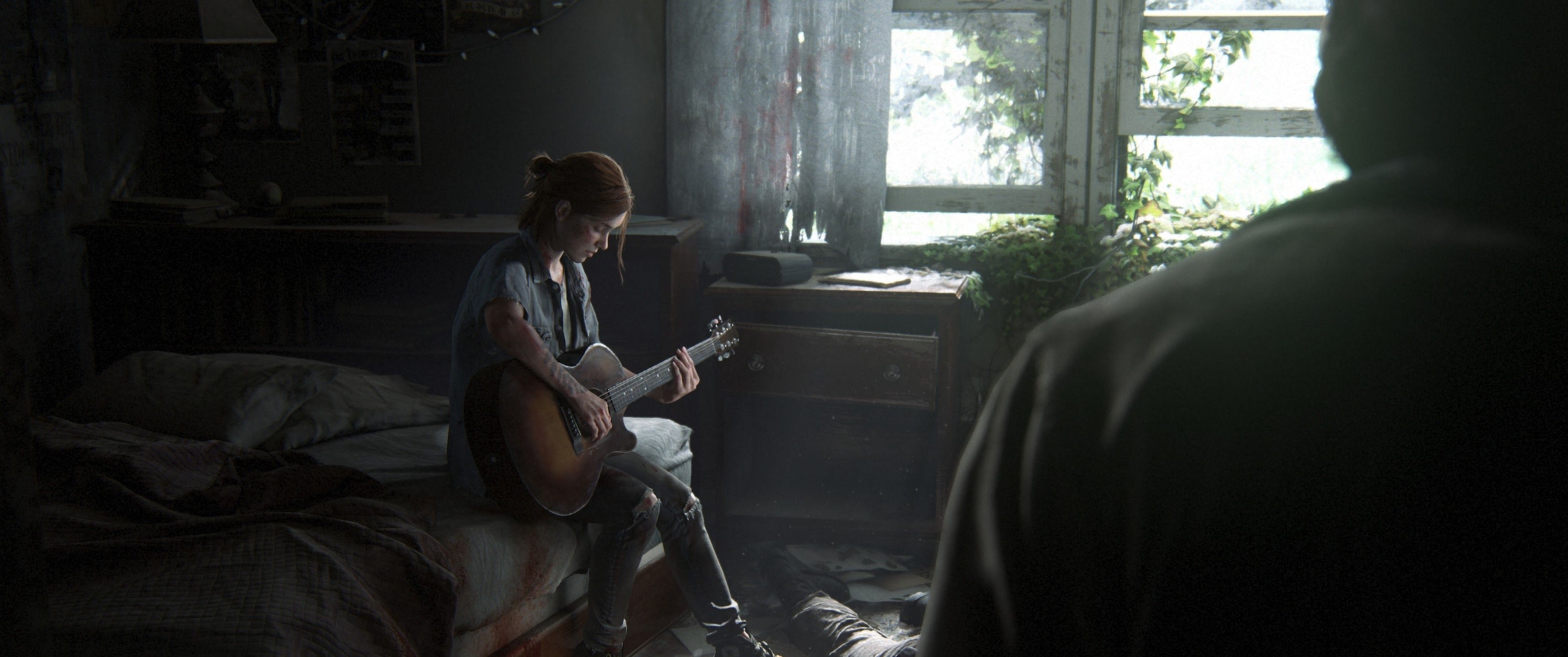 3440x1440 The Last of Us Part 2 Ellie Playing Guitar 4K Wallpaper, Dual Screen