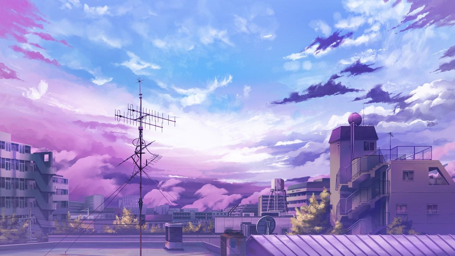 1540x870 Download clouds scenic anime sky Wallpaper []. Anime, Desktop