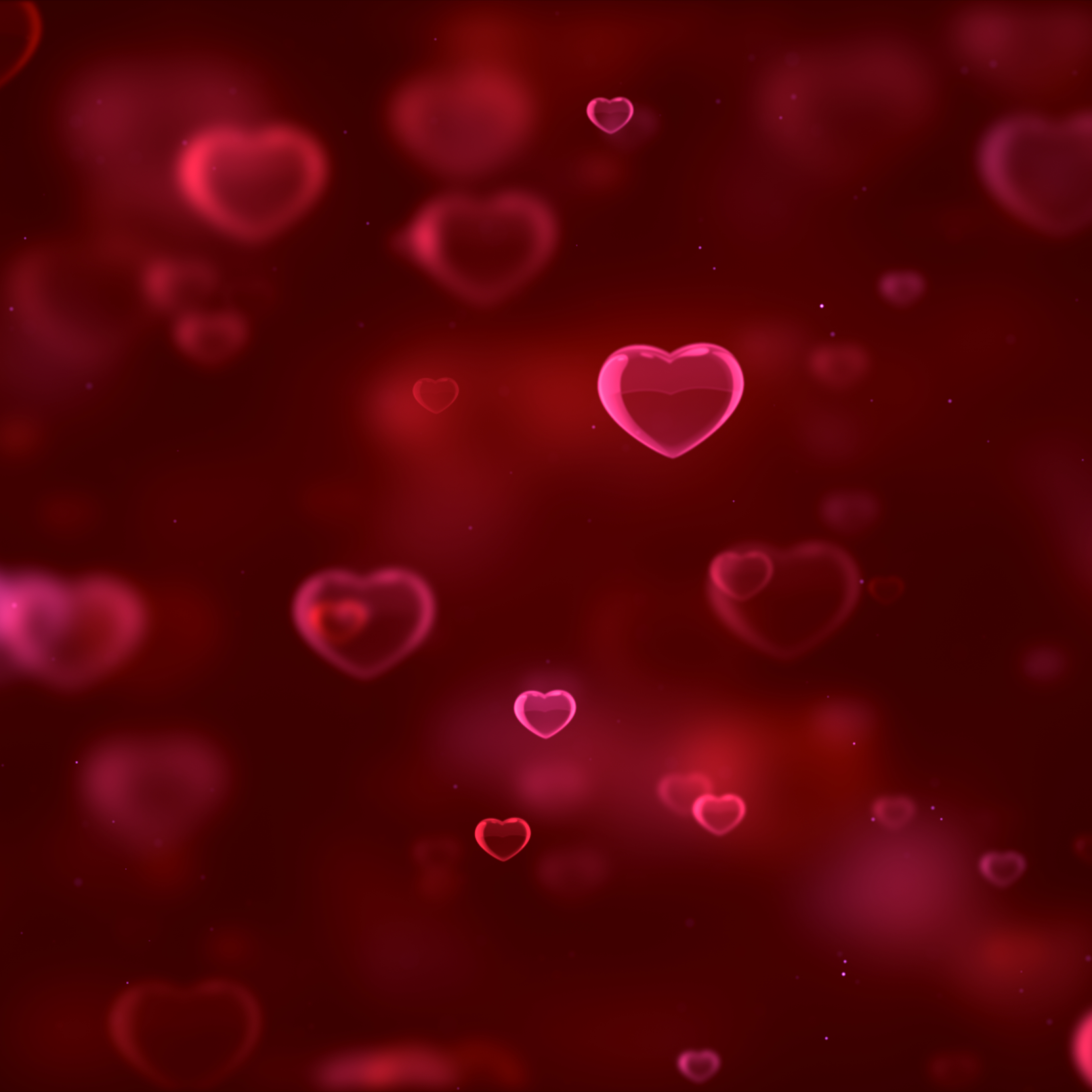 2740x2740 Red hearts Wallpaper 4K, Bokeh, Red background, Blurred, Digital Art, Abstract, Phone