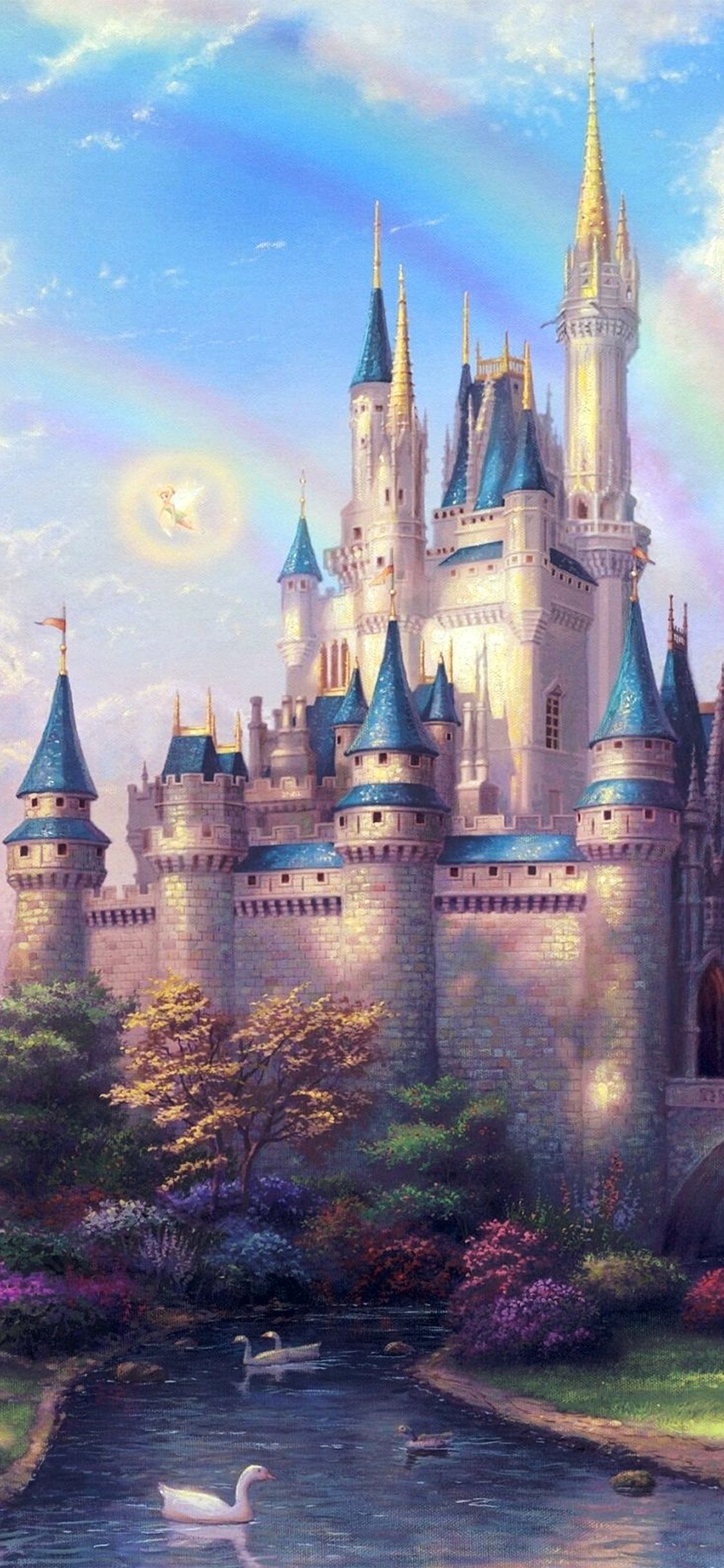 1130x2440 iPhone X wallpaper. fantasy castle illustration cute disney, Phone