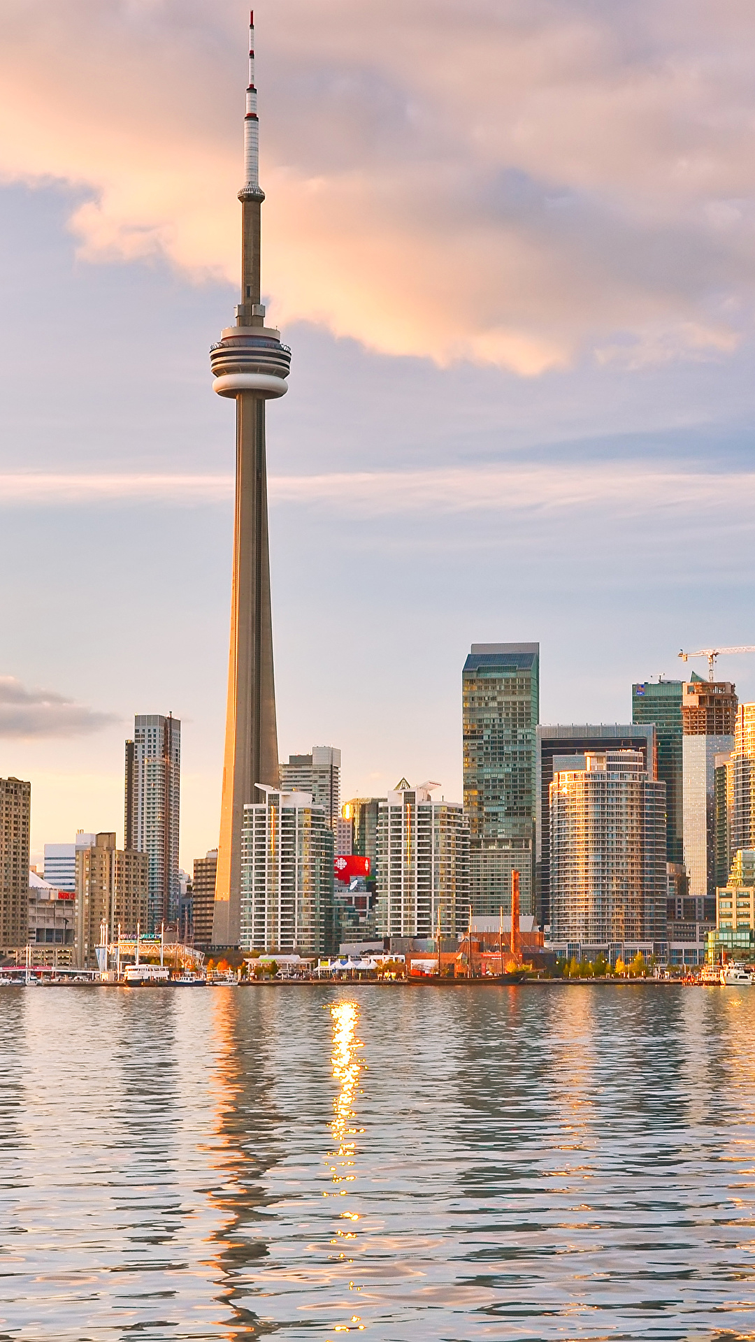 1080x1920 Picture Cities Canada Lake Skyscrapers Clouds Toronto, Phone