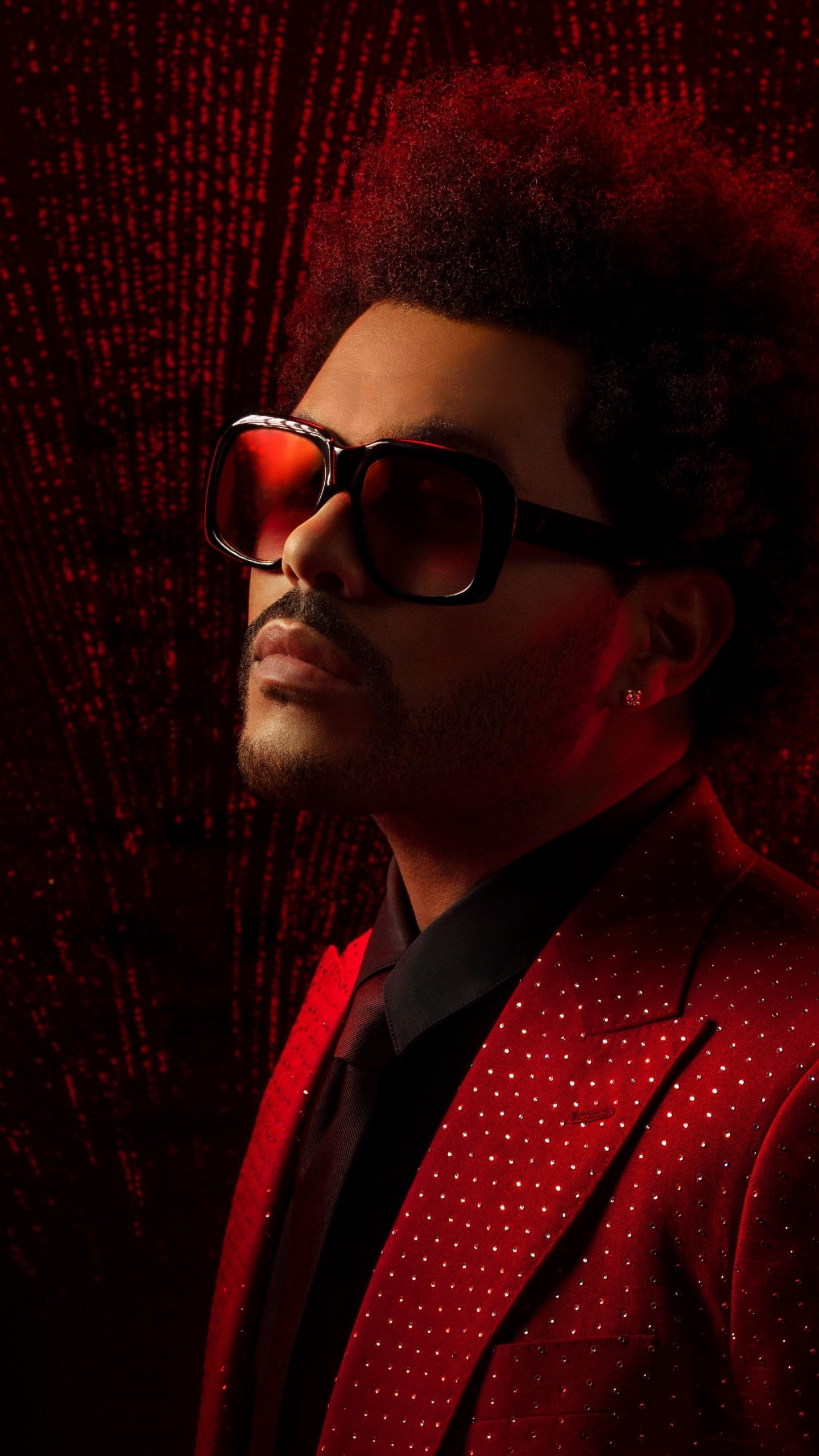 1440x2560 The Weeknd Wallpaper 4K, Canadian singer, Red background, Phone