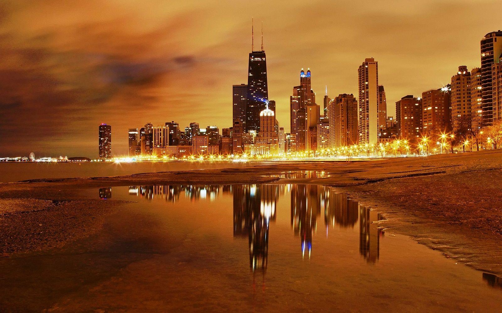 1600x1000 Chicago Illinois Skyline Amazing Beauty At Night USA HD Desktop, Desktop