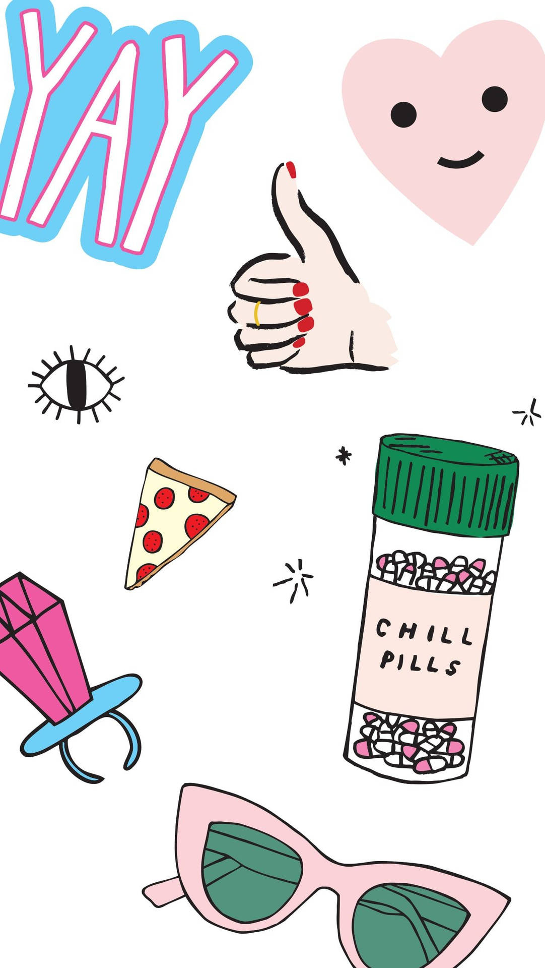 1090x1920 Cute Chill Aesthetic Stickers Wallpaper, Phone