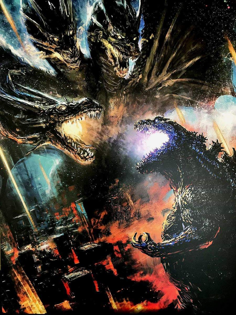 900x1200 Shin Godzilla and King Ghidorah do battle in celebration of Godzilla, Phone