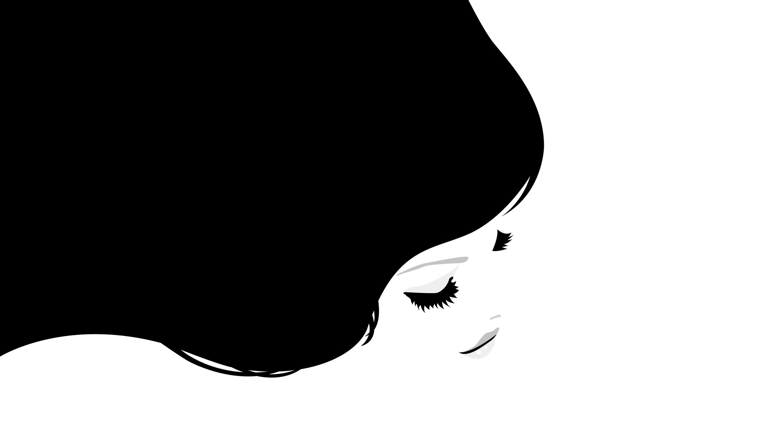 2560x1440 Hairstyle Girl Picture Image Clip Art Black And White Wallpaper, Desktop