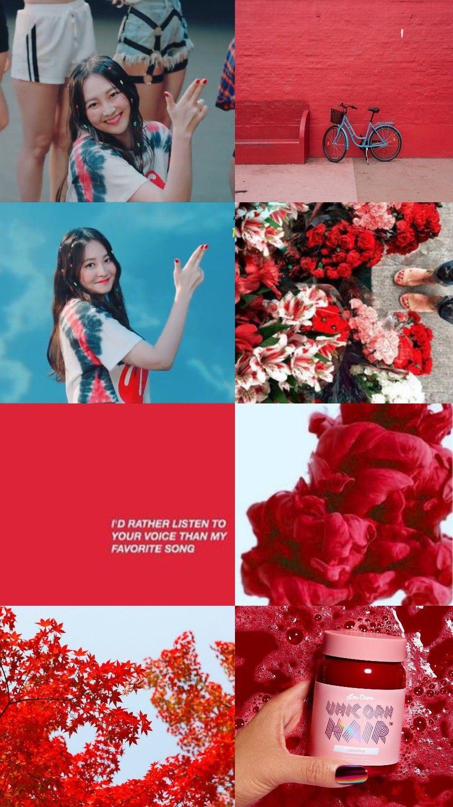 910x1620 Momoland Taeha bright red and white lockscreen. Kpop wallpaper, Phone