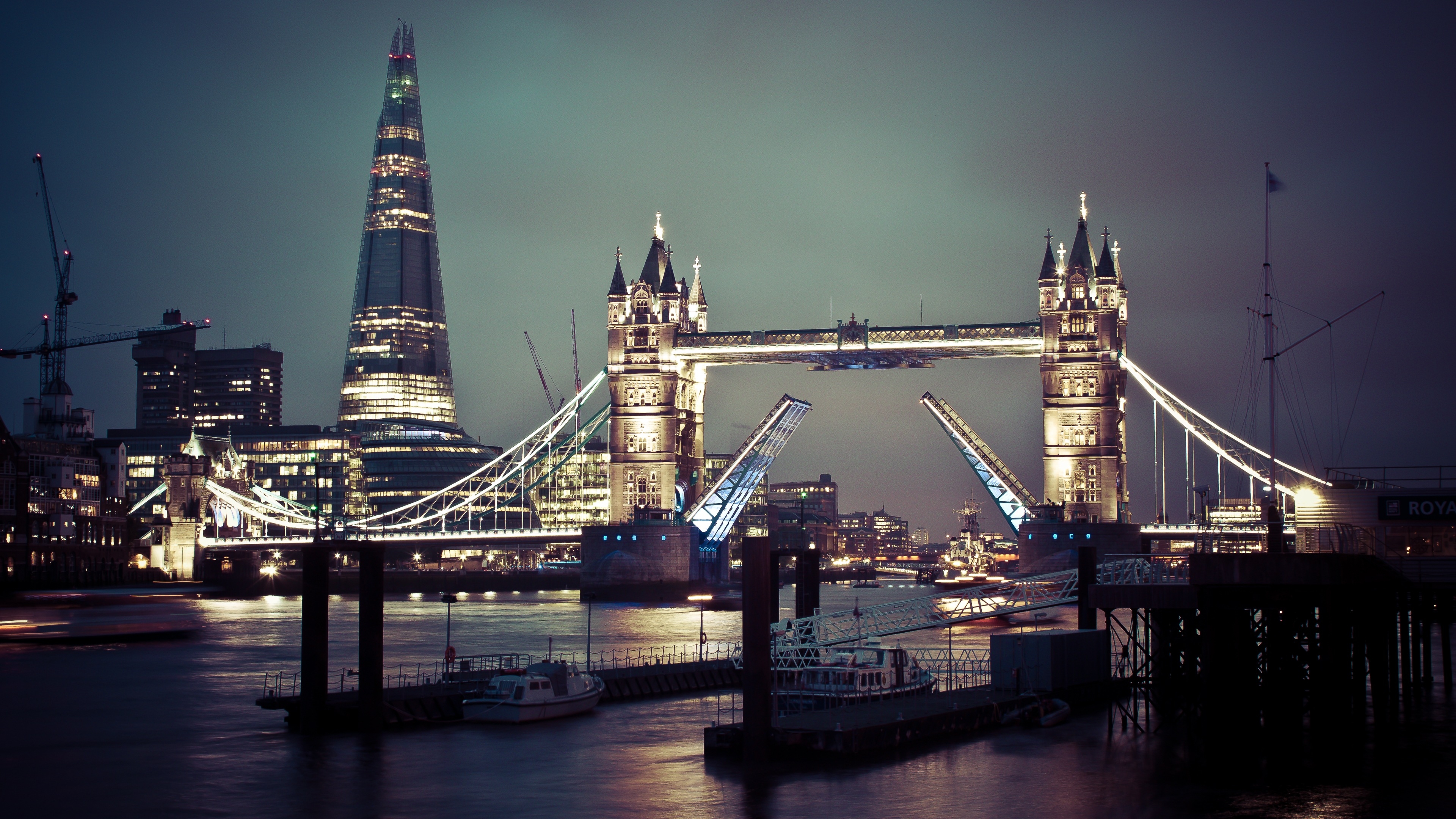 3840x2160 Tower Bridge Night Lights London 4K Desktop Wallpaper, Desktop