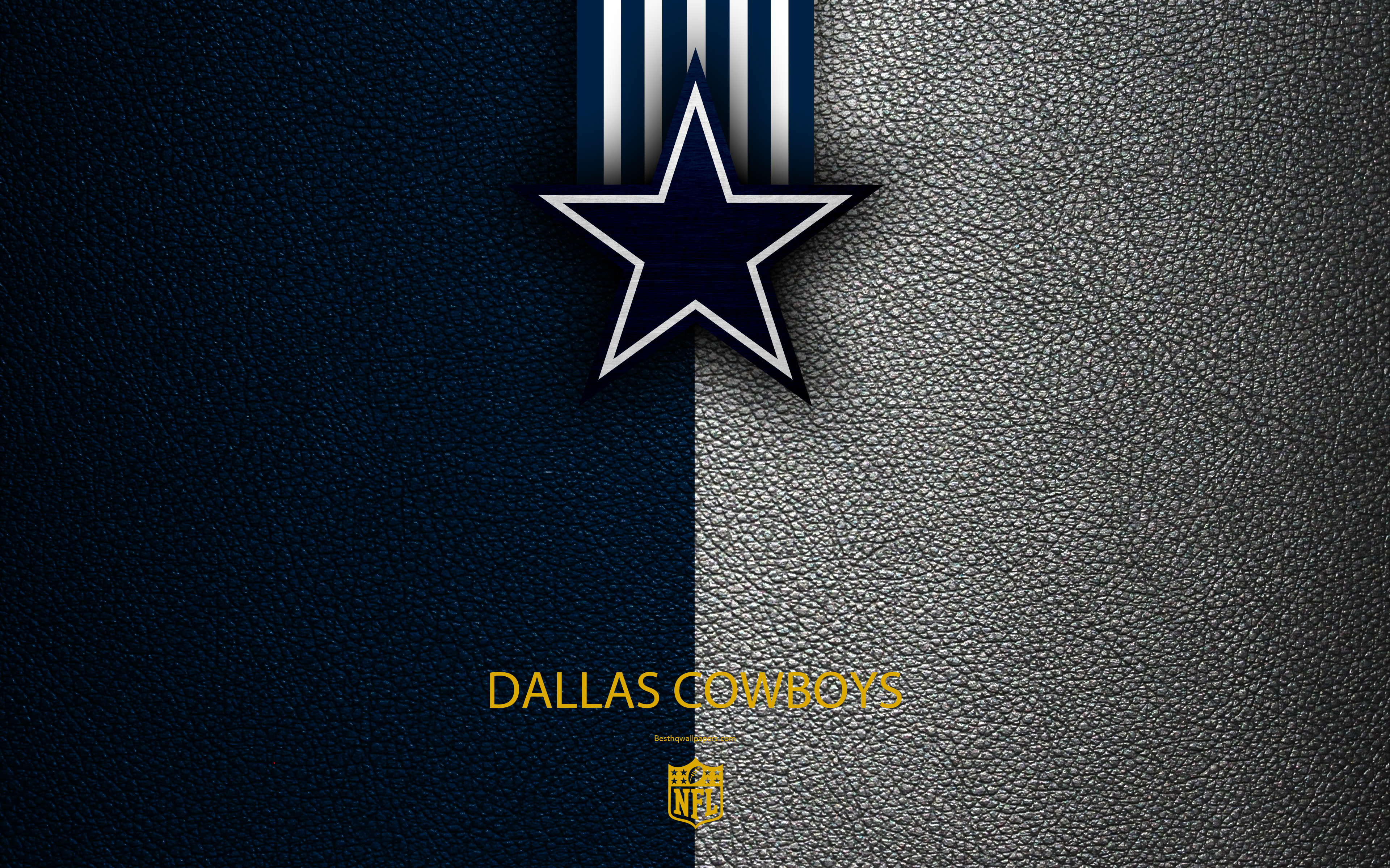 3840x2400 Download wallpaper Dallas Cowboys, 4k, American football, logo, emblem, Arlington, Texas, USA, NFL, blue white leather texture, National Football League, Eastern Division for desktop with resolution. High Quality HD picture wallpaper, Desktop