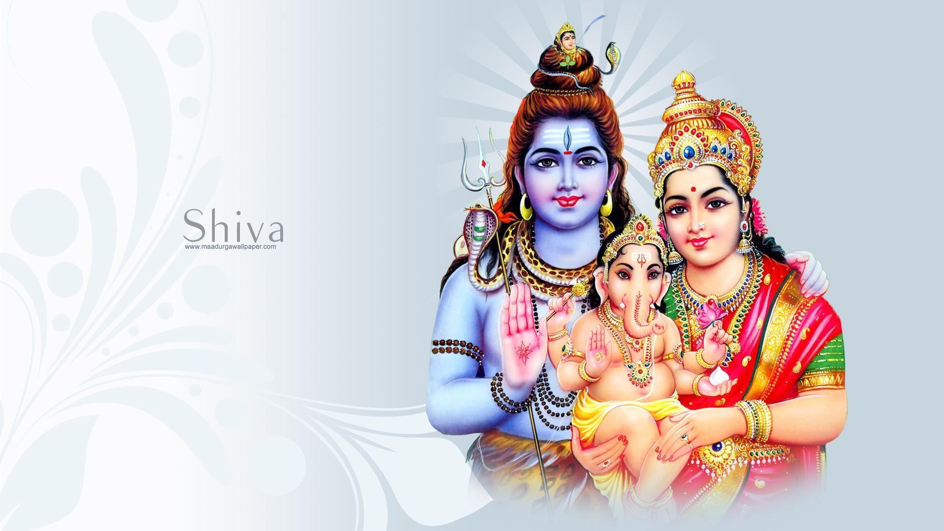 1920x1080 Lord Shiva Family wallpaper portrayed on floral background, Desktop