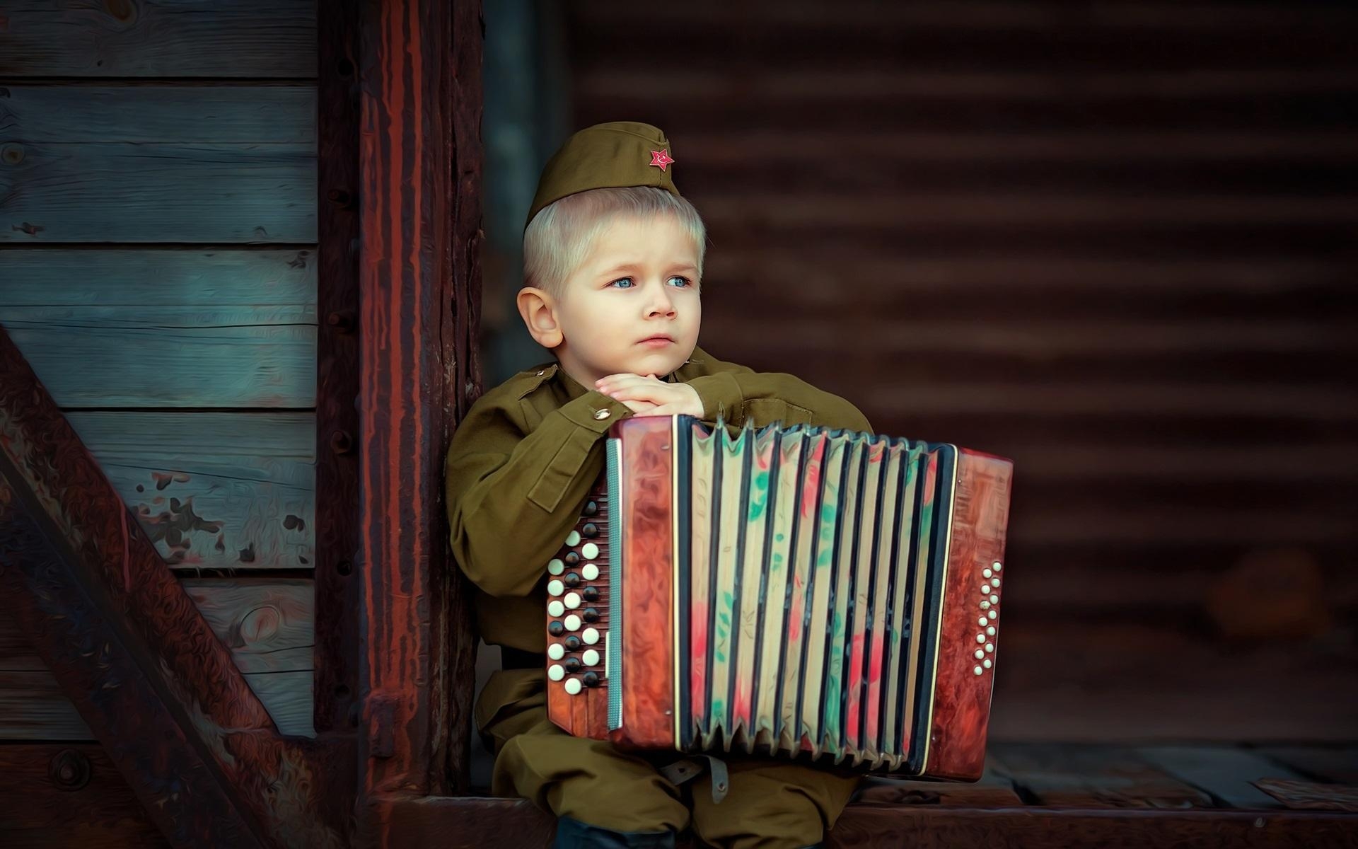 1920x1200 Wallpaper Little soldier, cute boy, accordion  HD Picture, Desktop