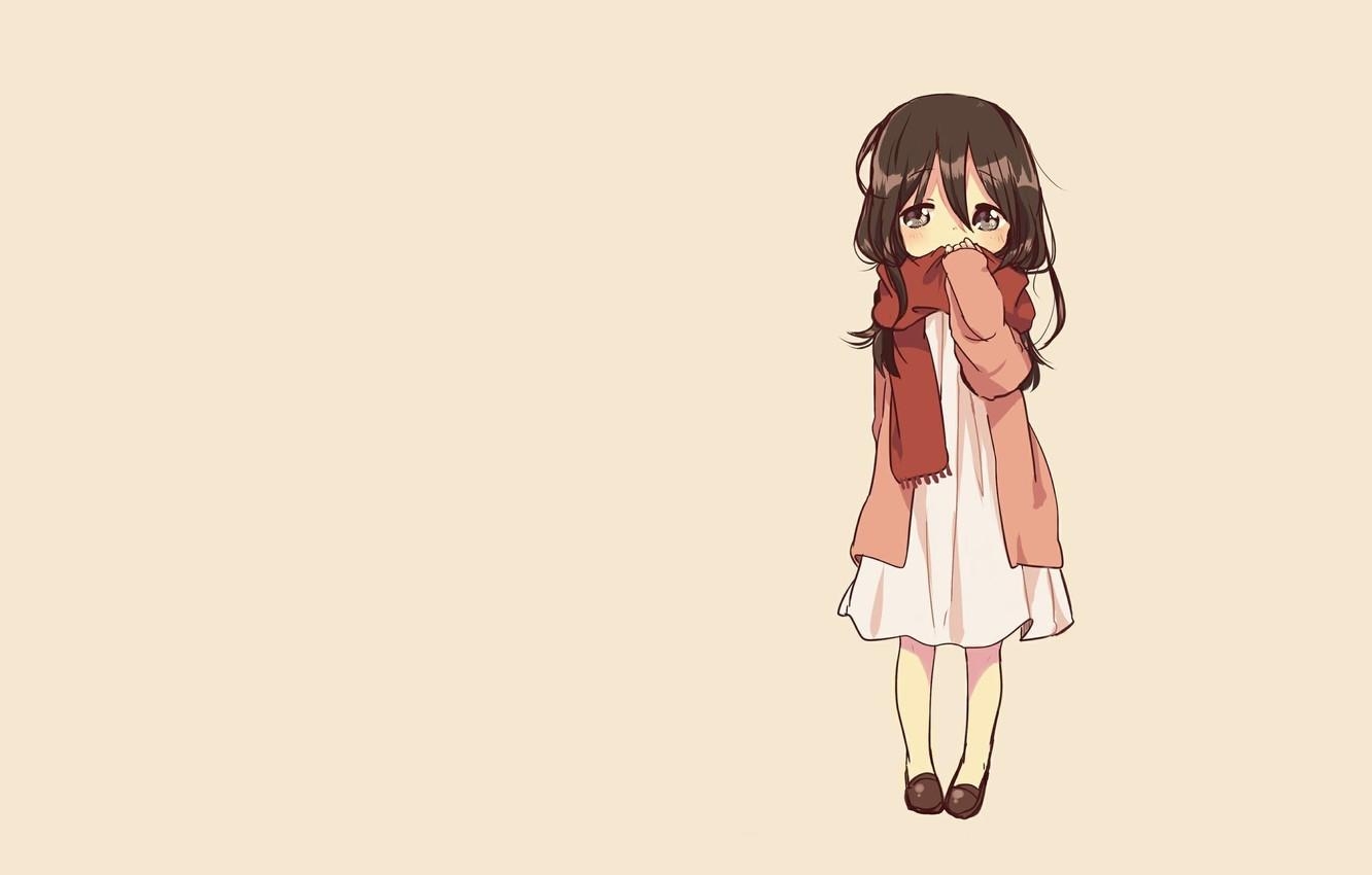 1340x850 Wallpaper minimalism, anime, art, girl, Chibi, chibi, attack, Desktop