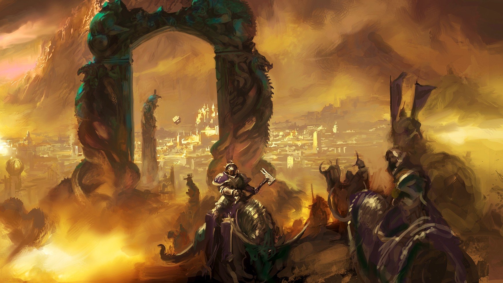 1750x990 Wallpaper, age of sigmar, Warhammer, malign portents, fantasy art, Desktop