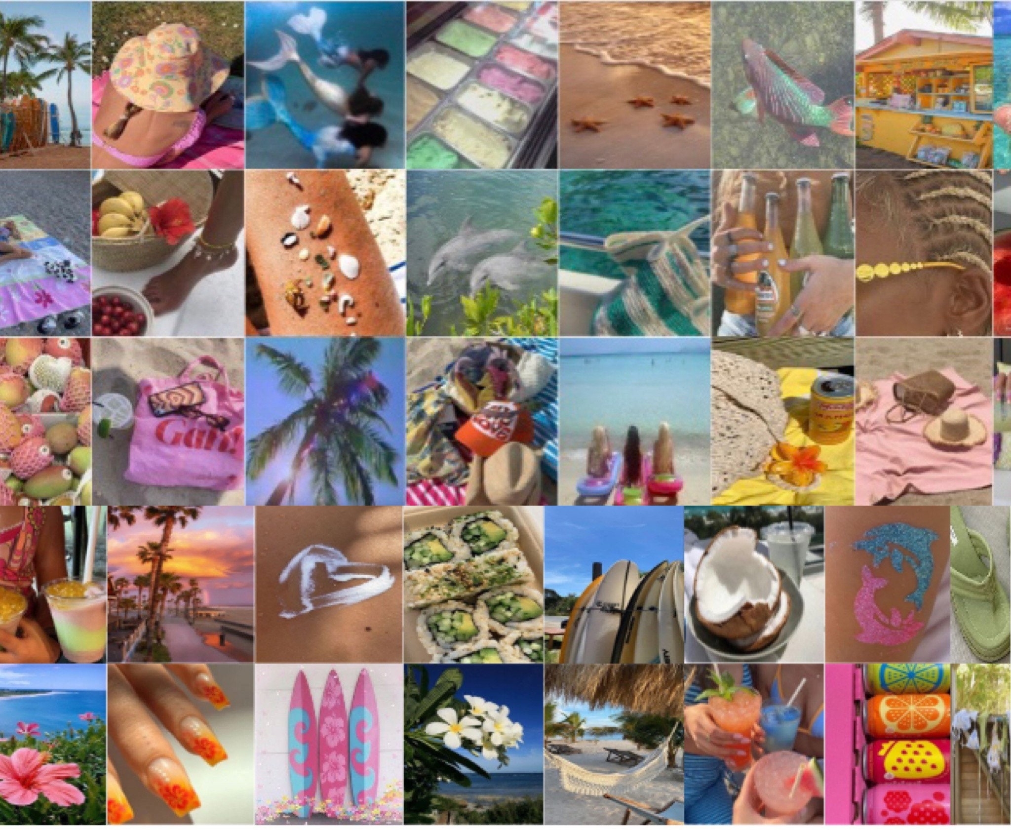 2050x1690 Coconut Girl Aesthetic Collage Kit Pastel / Beachy / Vintage, Desktop