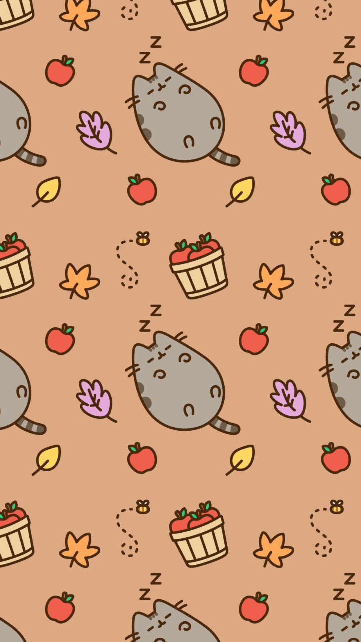 1250x2210 Pusheen in Autumn. Halloween wallpaper iphone, iPhone wallpaper cat, Fall wallpaper, Phone